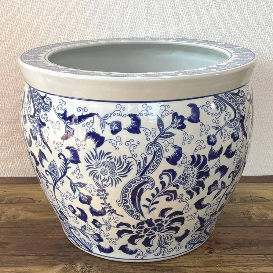Amazon.co.jp: 睡蓮鉢 陶器 大型 水鉢 植木鉢 メダカ鉢 美術
